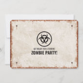 Zombie-Party Einladung mit Biogefährdung-Symbol (Rückseite)