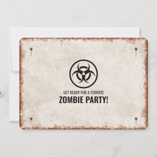 Zombie-Party Einladung mit Biogefährdung-Symbol (Rückseite)