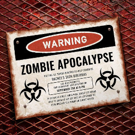 Zombie-Party-Einladung mit Warnschild Einladung