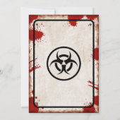 Zombie-Party mit BEWARE-Zeichen und Blutflecken Einladung (Rückseite)