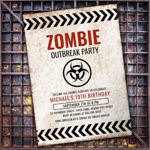 Zombie-Party mit Grunge-Text Einladung