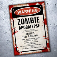 Zombie-Party mit WARNHINWEISS und Blutflecken
