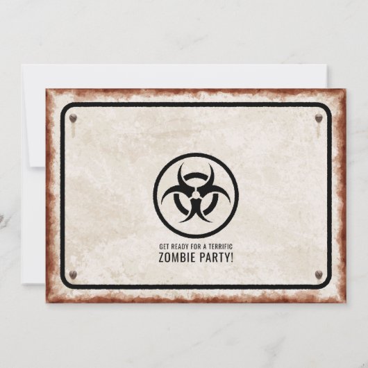 Zombie-Party mit Warnzeichen einladen Einladung (Rückseite)