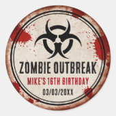 Zombie-Party rostig Runder Aufkleber (Vorderseite)