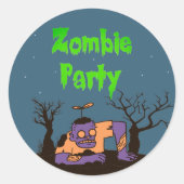 Zombie Party Runder Aufkleber (Vorderseite)