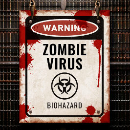 Zombie-Party-Schild mit Blut & Biogefährdung Poster