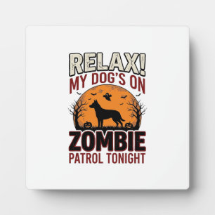 Zombie-Patrouillen-Hund Halloween Vintage-Stich De Fotoplatte