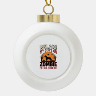 Zombie-Patrouillen-Hund Halloween Vintage-Stich De Keramik Kugel-Ornament