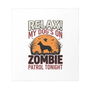 Zombie-Patrouillen-Hund Halloween Vintage-Stich De Notizblock