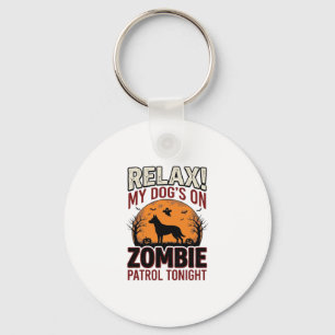 Zombie-Patrouillen-Hund Halloween Vintage-Stich De Schlüsselanhänger