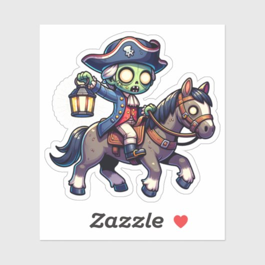 Zombie Paul Revere's Ride Aufkleber (Blatt)