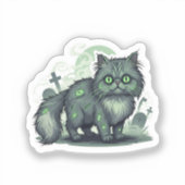 Zombie Persian - Fluffy Persian Cat Halloween Aufkleber (Vorderseite)