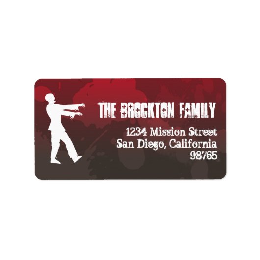 Zombie Pest Invasion roten Spritzer Gore Halloween Adressaufkleber (Vorne)