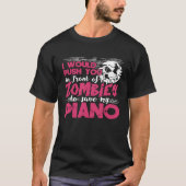 Zombie Piano Player Pianist Keyboard Funny Graphic T-Shirt (Vorderseite)