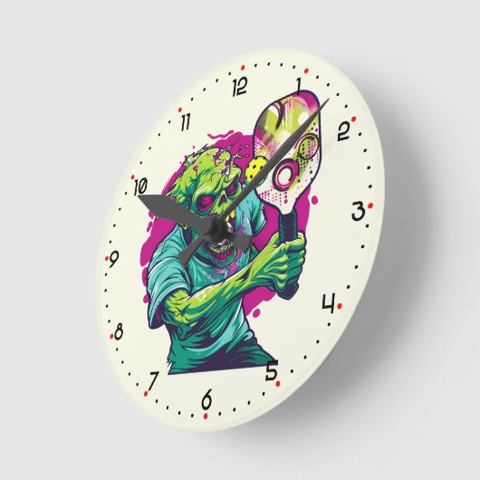  Zombie Pickleball  Runde Wanduhr (Winkel)
