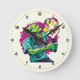 Zombie Pickleball Runde Wanduhr