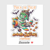 Zombie Pilot Flugzeug Pumpkins Halloween Zoll Aufkleber (Blatt)