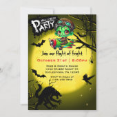 Zombie Pilot Flying Airplane Fun Halloween-Party Einladung (Vorderseite)
