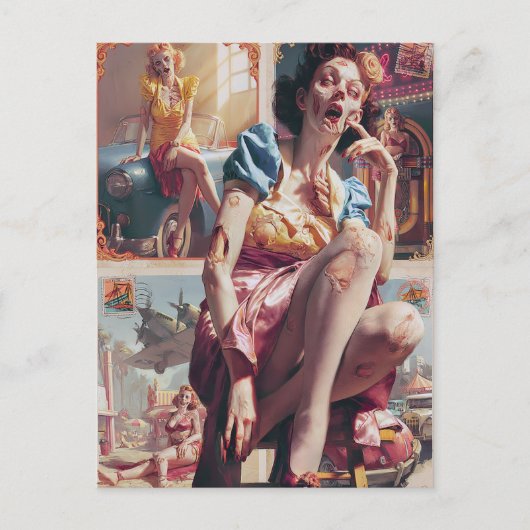 Zombie Pin-Up I Postkarte (Vorderseite)