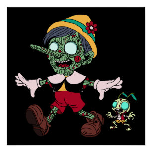 Zombie Pinocchio & Cricket Poster