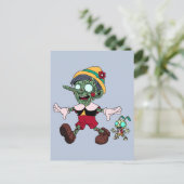 Zombie Pinocchio & Cricket Postkarte (Stehend Vorderseite)