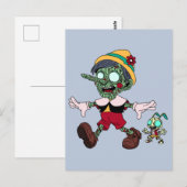 Zombie Pinocchio & Cricket Postkarte (Vorne/Hinten)