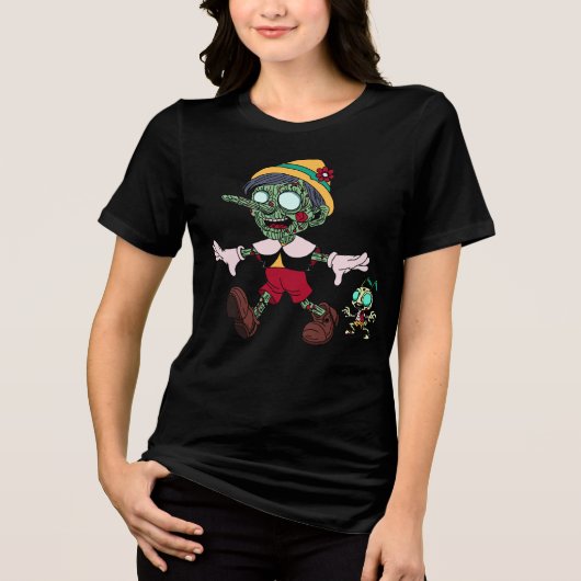 Zombie Pinocchio & Cricket Tri-Blend Shirt (Vorderseite)