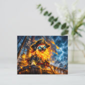 Zombie-Pirat-Mops mit flammendem Bart Postkarte (Stehend Vorderseite)