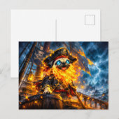 Zombie-Pirat-Mops mit flammendem Bart Postkarte (Vorne/Hinten)