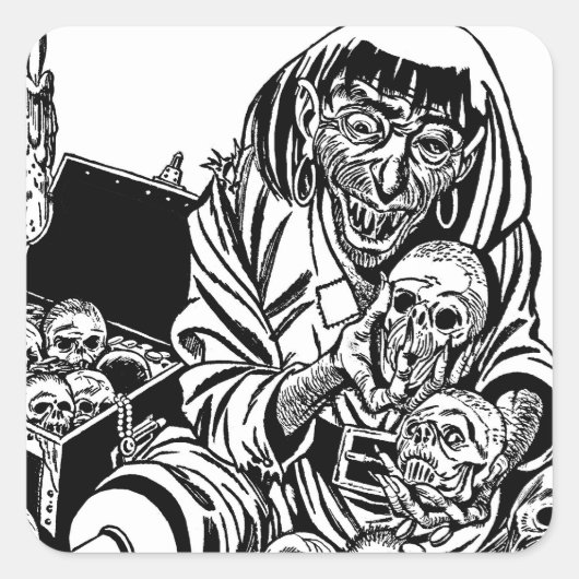 Zombie Pirate Schatzmonster Horror Art Quadratischer Aufkleber (Vorderseite)