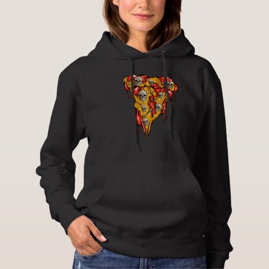 Zombie Pizza Slice Skulls Skeleton Pizza Hallowee Hoodie (Vorderseite)