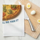Zombie Pizza "So gut, dass du dafür Die!" Geschirrtuch (Viertel Falte)