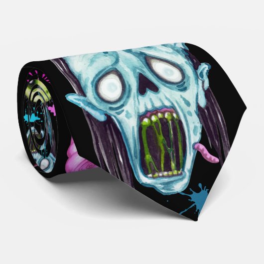Zombie-Platsche Gesichter Krawatte (Gerollt)