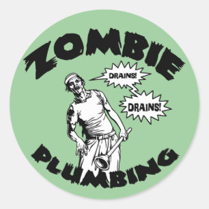 Zombie Plumbing Runder Aufkleber