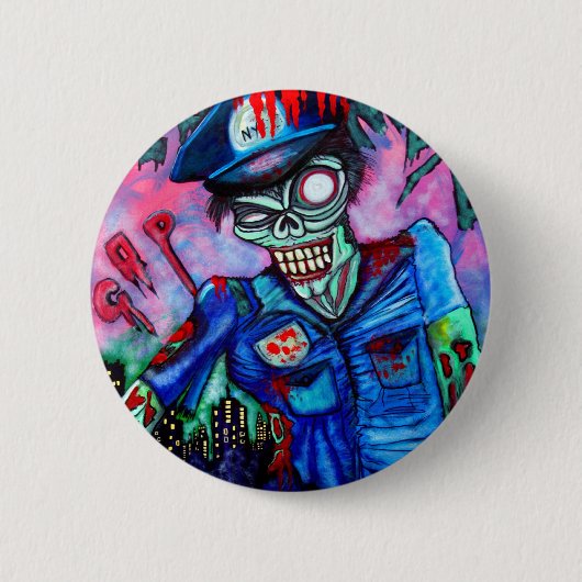 Zombie-Polizist Button (Vorderseite)