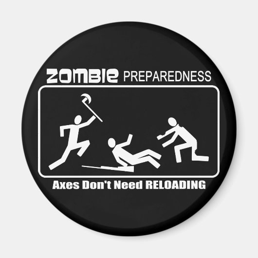 Zombie Preparedness Axes Reloading WHE Design Magnet (Vorne)