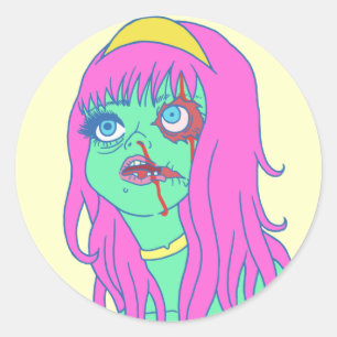 Zombie Princess Runder Aufkleber