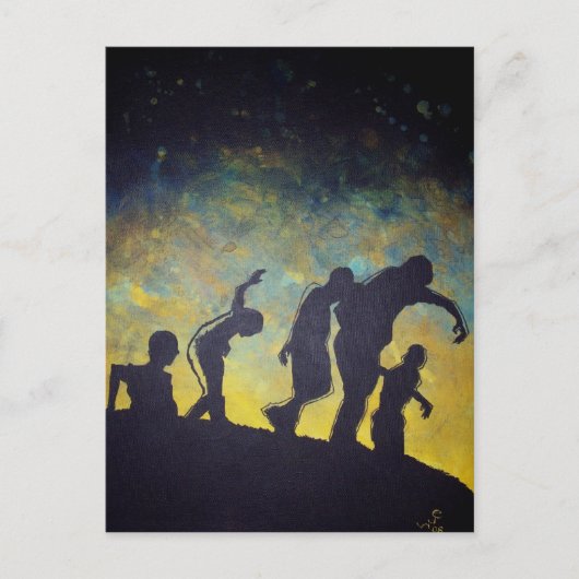 Zombie Procession Silhouette Horror Postkarte (Vorderseite)