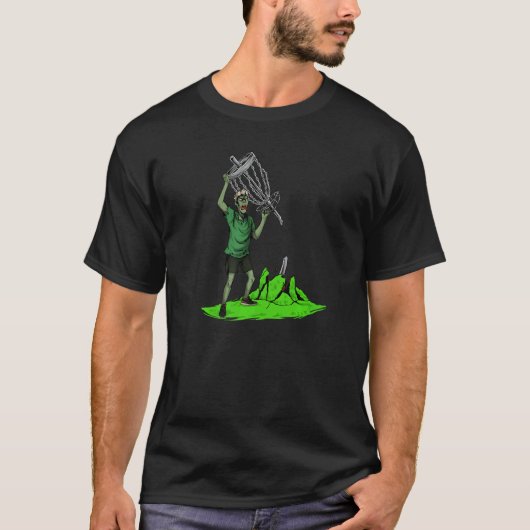 Zombie Pulling Basket Out Of Ground Zombie Disc Go T-Shirt (Vorderseite)