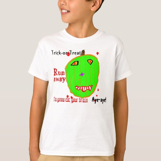 Zombie Pumpkin Trick oder Treat T-Shirt (Vorderseite)