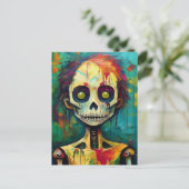 Zombie-Puppe mit gelben Augen Postkarte (Stehend Vorderseite)