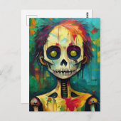 Zombie-Puppe mit gelben Augen Postkarte (Vorne/Hinten)