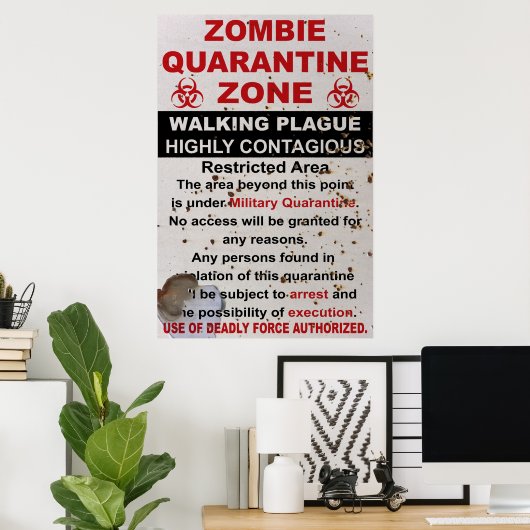 Zombie Quarantäne - Militärzeichen Poster (Heimbüro)