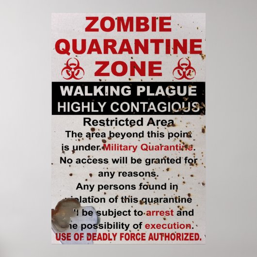 Zombie Quarantäne - Militärzeichen Poster (Vorne)