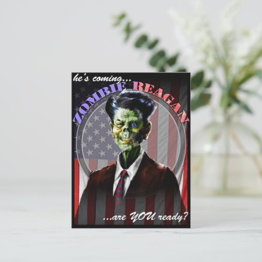 Zombie Reagan Post Card Postkarte (Stehend Vorderseite)