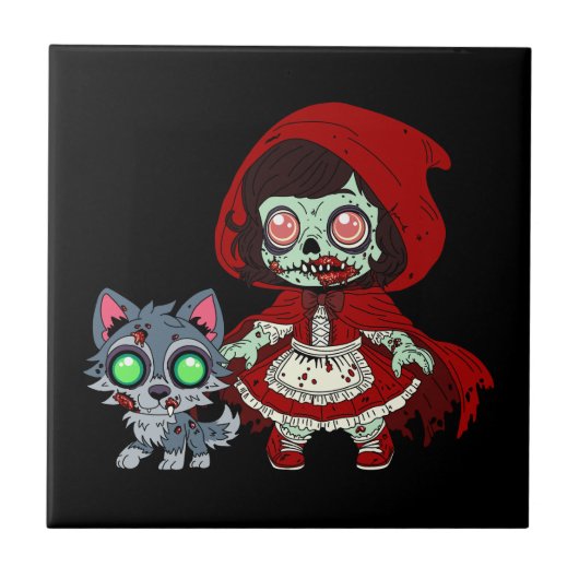Zombie Red Riding Hood Fliese (Vorderseite)