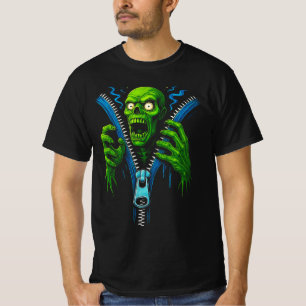 Zombie Reißverschluss-Illusion   3D-Horror-Grafik- T-Shirt
