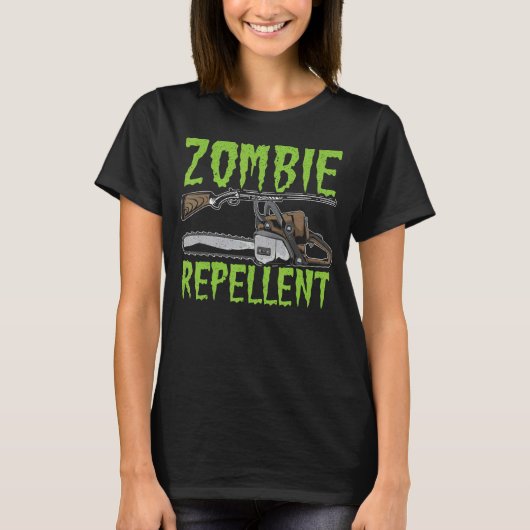 Zombie Repellent Happy Halloween Trick oder Behand T-Shirt (Vorderseite)