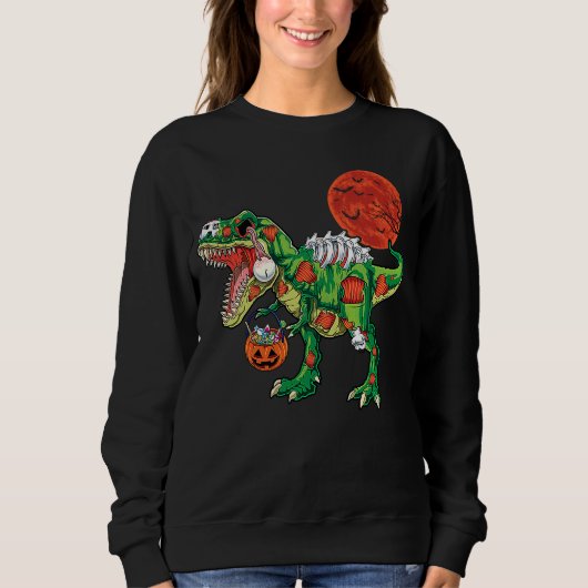 Zombie rex dinosaur skeleton Halloween Kids costum Sweatshirt (Vorderseite)