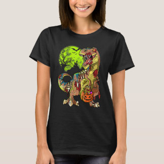 Zombie Rex Halloween Jungen Kinder Kürbis Dinosaur T-Shirt